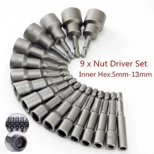 9/14/23pcs/set 5mm-13mm Hex SocketS Sleeve Nozzles Nut Driver Set Power Nuts Driver Socket Screwdriver Set Bits Sets Tools