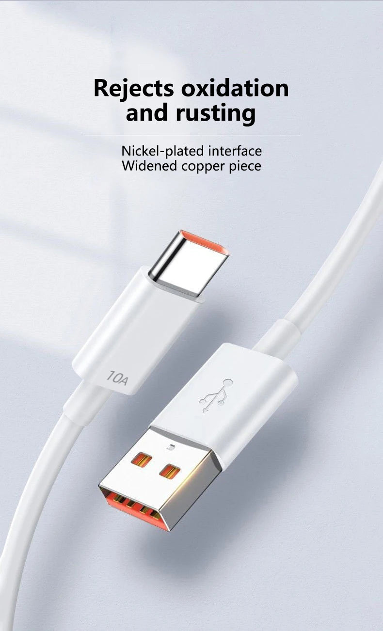 3PCS 100W 10A USB Type C USB Cable Super Fast Charing Line for Xiaomi Samsung Huawei Honor Quick Charge USB C Cables Data Cord