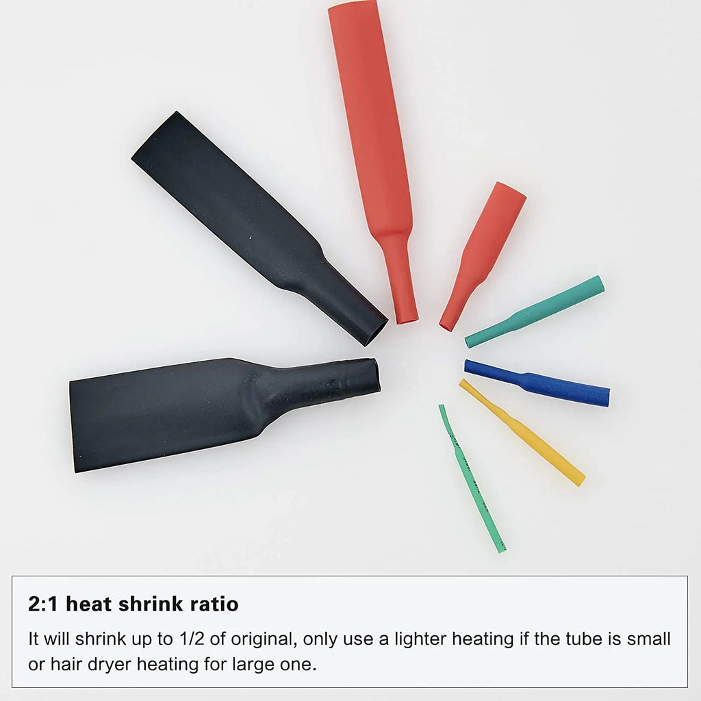 164/328PCS Heat Shrink Tubing 2:1Wire Cable Wrap Assortment Electric Insulation Tube Kit 5 Color 8 Size