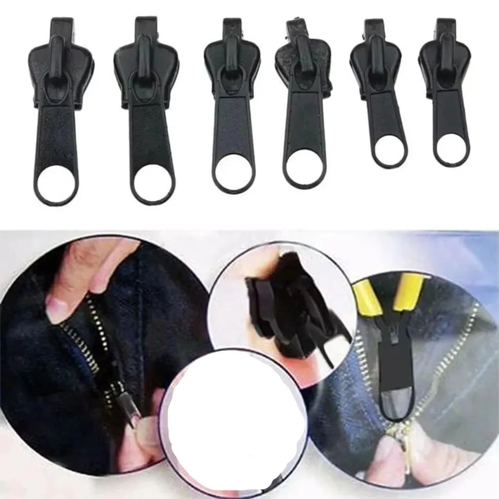 6pcs Universal Instant Fix Zipper Repair Kit Replacement Zip Slider Teeth Rescue Sewing Clothes Bag Zippers Tool Accessories