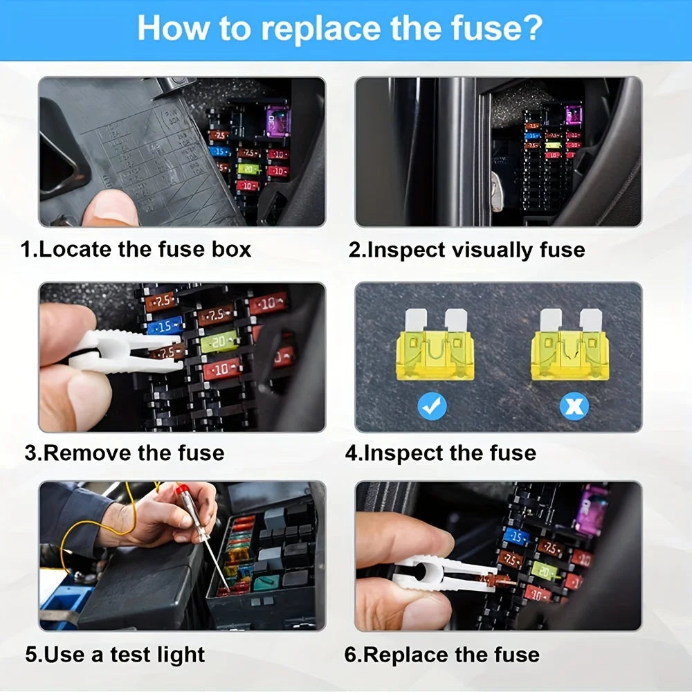 310PCS Truck SUV Car Assorted Replacement Blade Fuses with 2 Car Fuse Testers and 2 Fuse Pullers