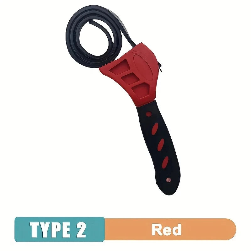 Multifunctional Belt Wrench Adjustable Rubber Strap Jar  Wrench Cartridge Pipe Wre Filter Oil Disassembly 6in