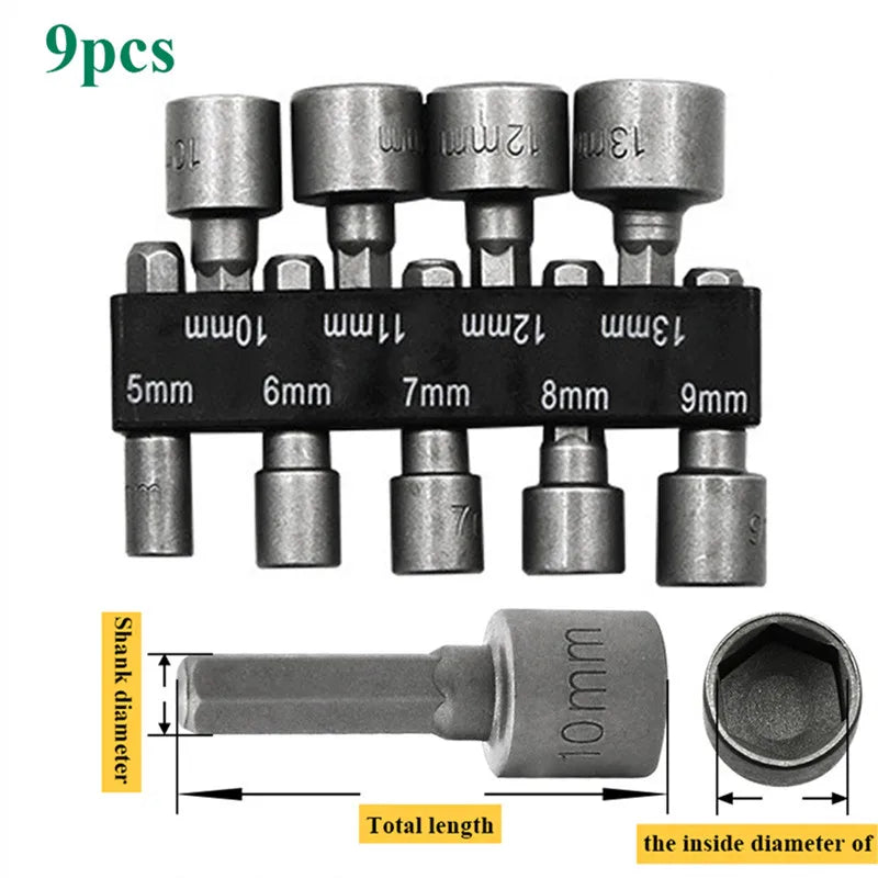 9/14/23pcs/set 5mm-13mm Hex SocketS Sleeve Nozzles Nut Driver Set Power Nuts Driver Socket Screwdriver Set Bits Sets Tools